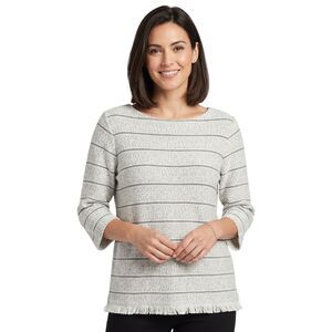 Talbots Striped Knit Tunic with Fringed Hem